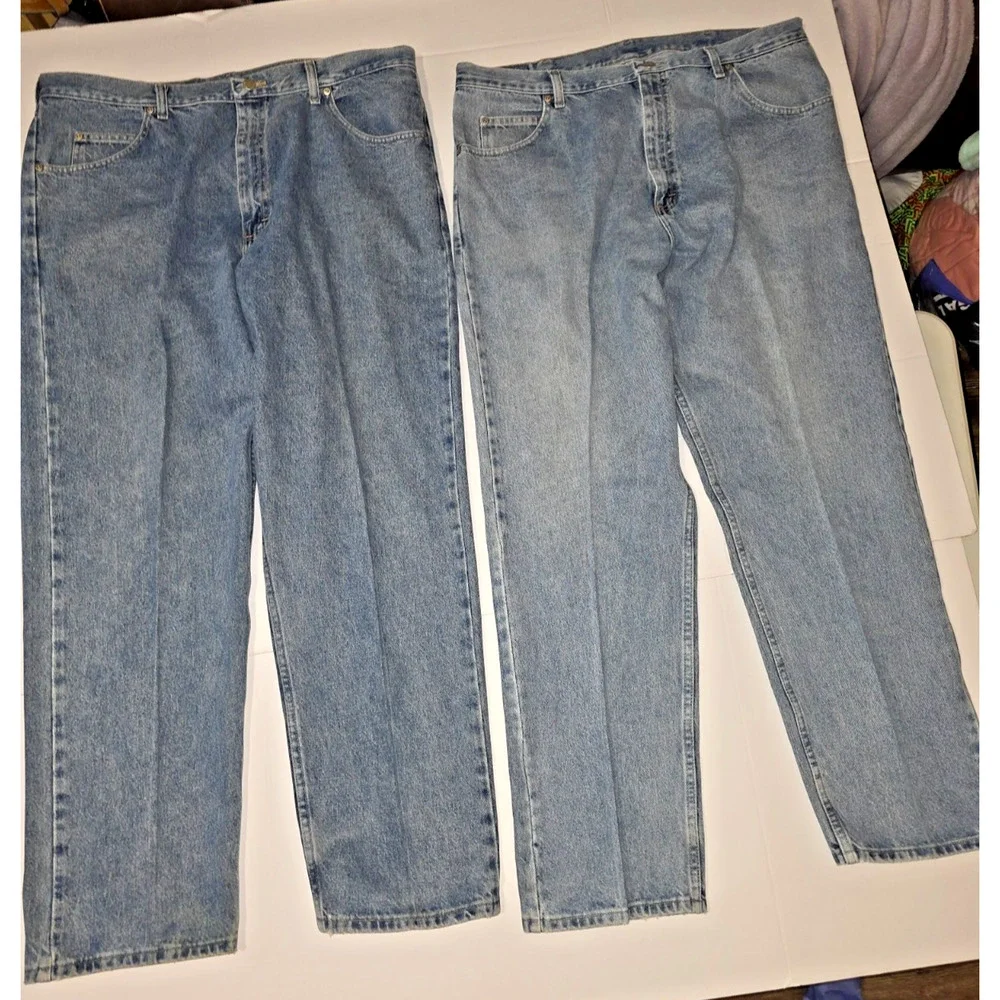 Lot of 2pcs Wrangler Men’s Blue Straight Leg Casual Style Jeans Size 40x32 M020 - Picture 13 of 16